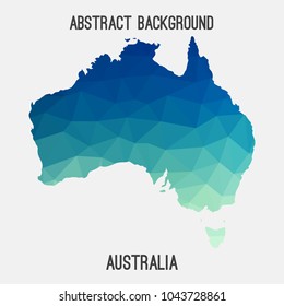 Australia map in geometric polygonal,mosaic style.Abstract tessellation,modern design background,low poly. Geometric cover, mockup. Vector illustration.