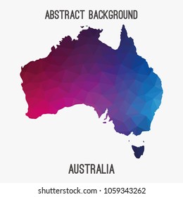 Australia map in geometric polygonal,mosaic style.Abstract tessellation,modern design background,low poly. Geometric cover, mockup. Vector illustration.