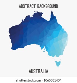Australia map in geometric polygonal,mosaic style.Abstract tessellation,modern design background,low poly. Geometric cover, mockup. Vector illustration.