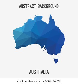 Australia Map In Geometric Polygonal,mosaic Style.Abstract Tessellation,modern Design Background,low Poly. Vector Illustration.