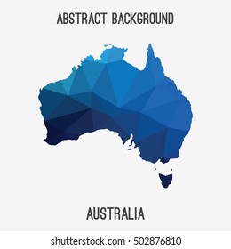 Australia map in geometric polygonal,mosaic style.Abstract tessellation,modern design background,low poly. Vector illustration.