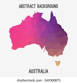 Australia map in geometric polygonal,mosaic style.Abstract tessellation,modern design background. Vector illustration