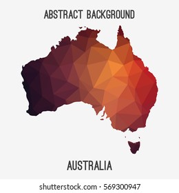 Australia map in geometric polygonal,mosaic style.Abstract tessellation,modern design background. Vector illustration