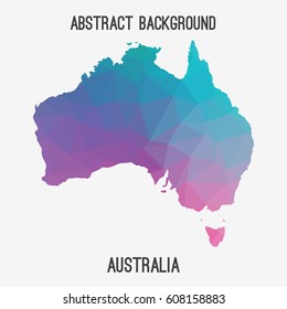Australia map in geometric polygonal,mosaic style.Abstract tessellation,modern design background,low poly. Vector illustration.