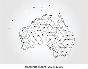 Australia map Global network mesh Social communications background	