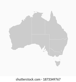 Australia Map Gray Color. Geographic Isolated Gray Vector Country Border Map Of Australia . Vector Illustration