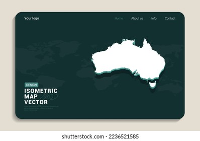 Australien kartiert grünen Hintergrund mit isometrischer Vektorgrafik. Webbanner-Layoutvorlage.