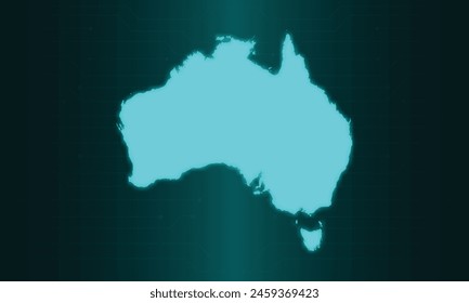 Australia Map with Green Circuit Technology Style.