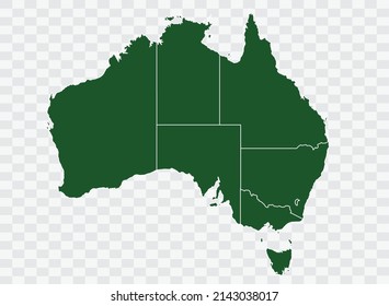Australia map Green Color on White Backgound Png