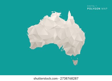 Australia Map - Green and Gray Polygon Vector Illustration, Low Poly Geometric Design with Clean Minimal Style on Solid Background for Infographic Use.