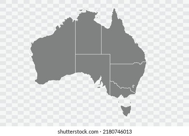 Australia Map grey Color on White Background quality files Png 