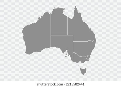 Australia Map grey Color on White Background  Png
