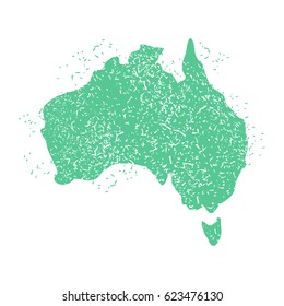 Australia Map grunge style. Australian land territory. Spray and brush strokes. State patriotic sign
