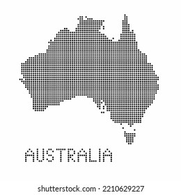 Australia map with grunge texture in dot style. Abstract vector illustration of a country map with halftone effect for infographic.