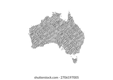 Mapa de Australia dibujado a mano boceto sobre fondo blanco Vector, mapa de boceto a mano alzada de Australia, mapa dibujado a mano vintage.