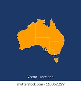 Australia map - High detailed color map of Australia. flat design style, clean and modern.Vector illustration eps 10