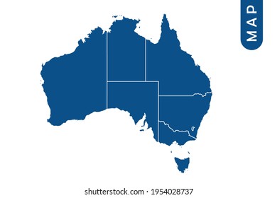 Australische Karte hoch detailliert auf weißem Hintergrund. Abstraktes Design, Vektorgrafik eps10