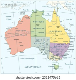 Australische Karte - sehr detaillierte Vektorgrafik