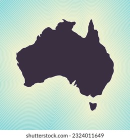 Australia map icon. Country shape on radiant striped gradient background. Australia vibrant poster. Authentic vector illustration.