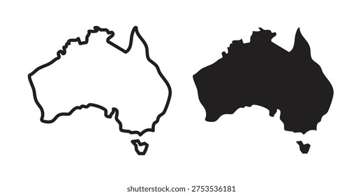Australia map icon - editable stroke vector illustration eps10.