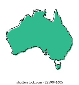 Australia map icon, geography blank concept, isolated graphic background vector illustration .