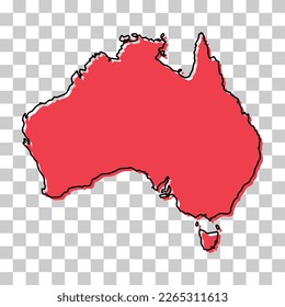 Icono de mapa de Australia, concepto de geografía en blanco, ilustración aislada del vector de fondo gráfico.
