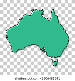 Icono de mapa de Australia, concepto de geografía en blanco, ilustración aislada del vector de fondo gráfico.