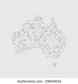 Australia map icon sign, transparent water drop vector , water and irrigation concept