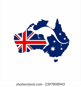 Australia map illustration design with flag and kangaroo.