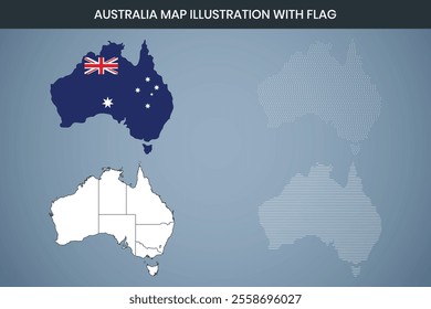 Australia Map Illustration with Flag