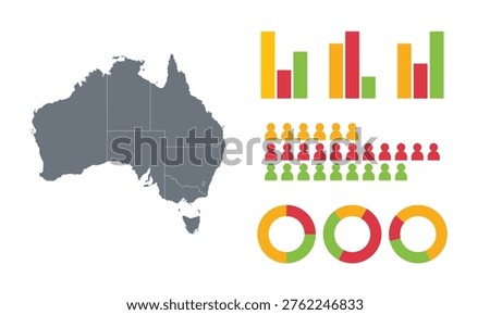 Australia Map Infographic with Population and Economic Data Charts