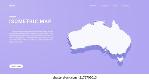 Australia map of isometric purple vector illustration. Web banner layout template.