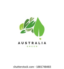 Australia map with leaf symbol logo design illustration vector template