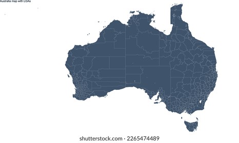 Australia map with LGAs. Local Government Areas is a spatial representation of the administrative divisions that local 
governments are responsible for across the country. 