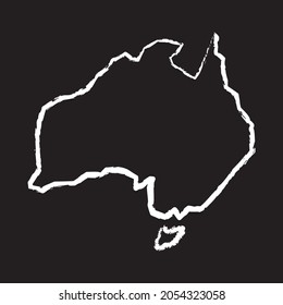 Línea de mapas de Australia Diseño de iconos, tiza blanca. Dibuja una imagen en la pizarra.