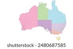 Australia Map with local government areas or LGA by States and terrotories