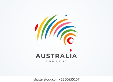 Logo del mapa de Australia. logo moderno de Australia con estilo de línea colorida. Plantilla de logotipo de diseño de mapas de Australia. ilustración vectorial