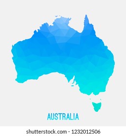 Australia map low poly geometric polygonal,mosaic style,abstract tessellation,modern design background. Geometric cover, mockup. Vector illustration EPS10.