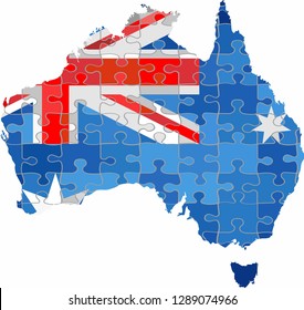 Australia map made of puzzle background - Illustration