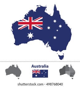 Australia Map Mixed With Flag