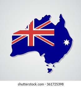 Australia Map National Flag Flat Vector Illustration