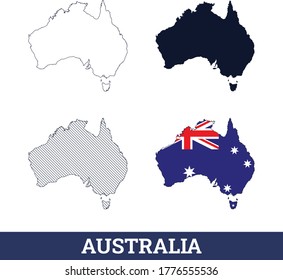 Australia Map with National flag Vector