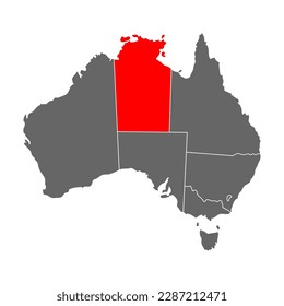 Mapa de Australia del icono del Territorio del Norte, concepto de geografía en blanco, ilustración aislada del vector de fondo gráfico.