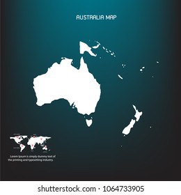 Australia map on blue gradient background. Creative concept for education, layout, workflow, web design, education, information or presentation and other. Vector eps10.