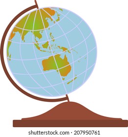 Australia map on the globe with white background.