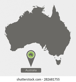 Australia map on gray background