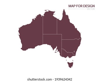 Australische Karte auf weißem Hintergrund, Vektorgrafik.