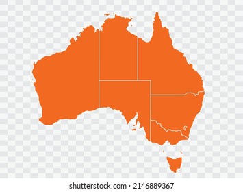 Mapa de Australia Color naranja en la ilustración de fondo blanco eps 10