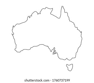 Australia map in out line with white background