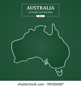 Australia Map Outline On Green Background Vector Illustration